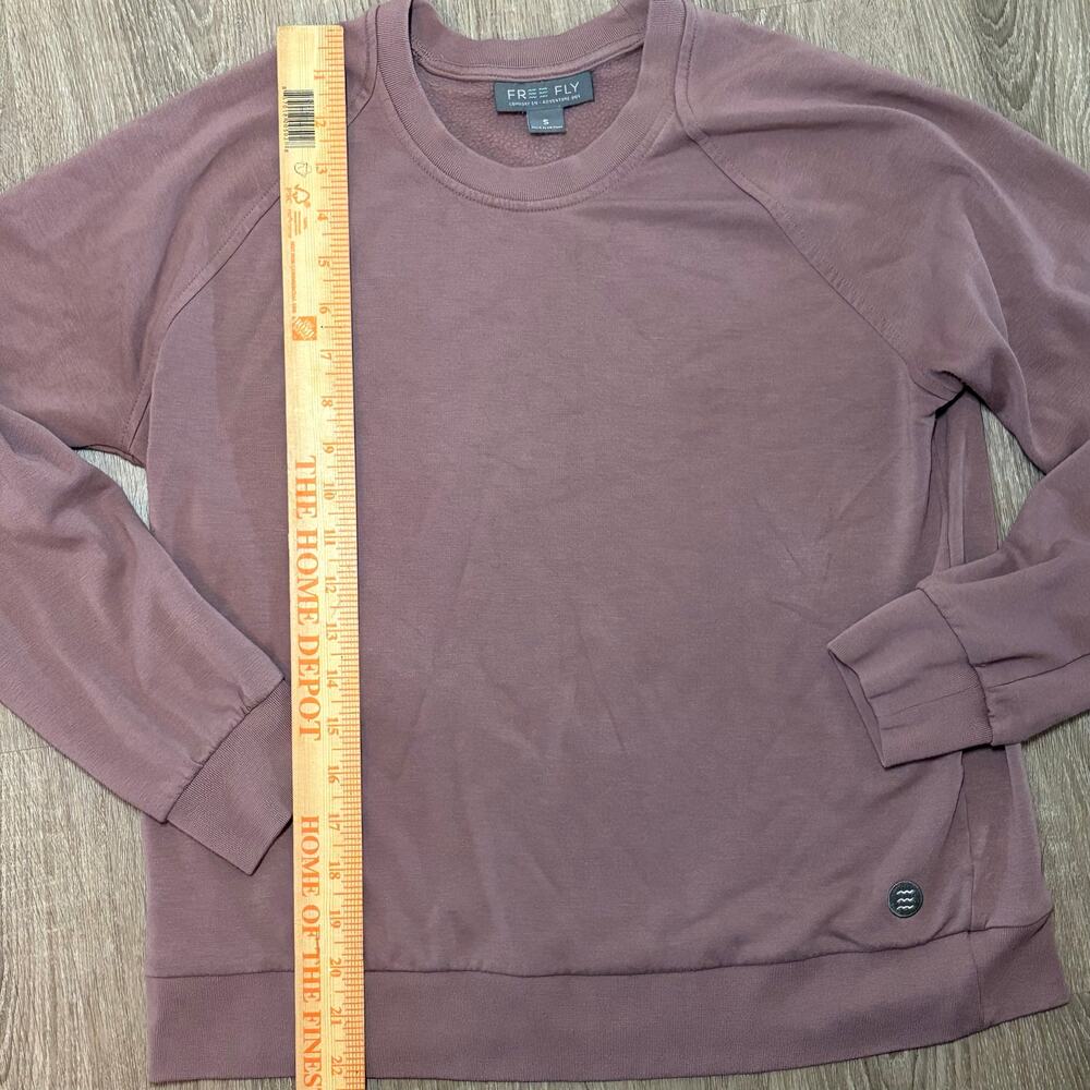 Free Fly Womens Sweatshirt Sz S Bamboo Fleece Crewneck Mauve Purple Pullover - Picture 4 of 9